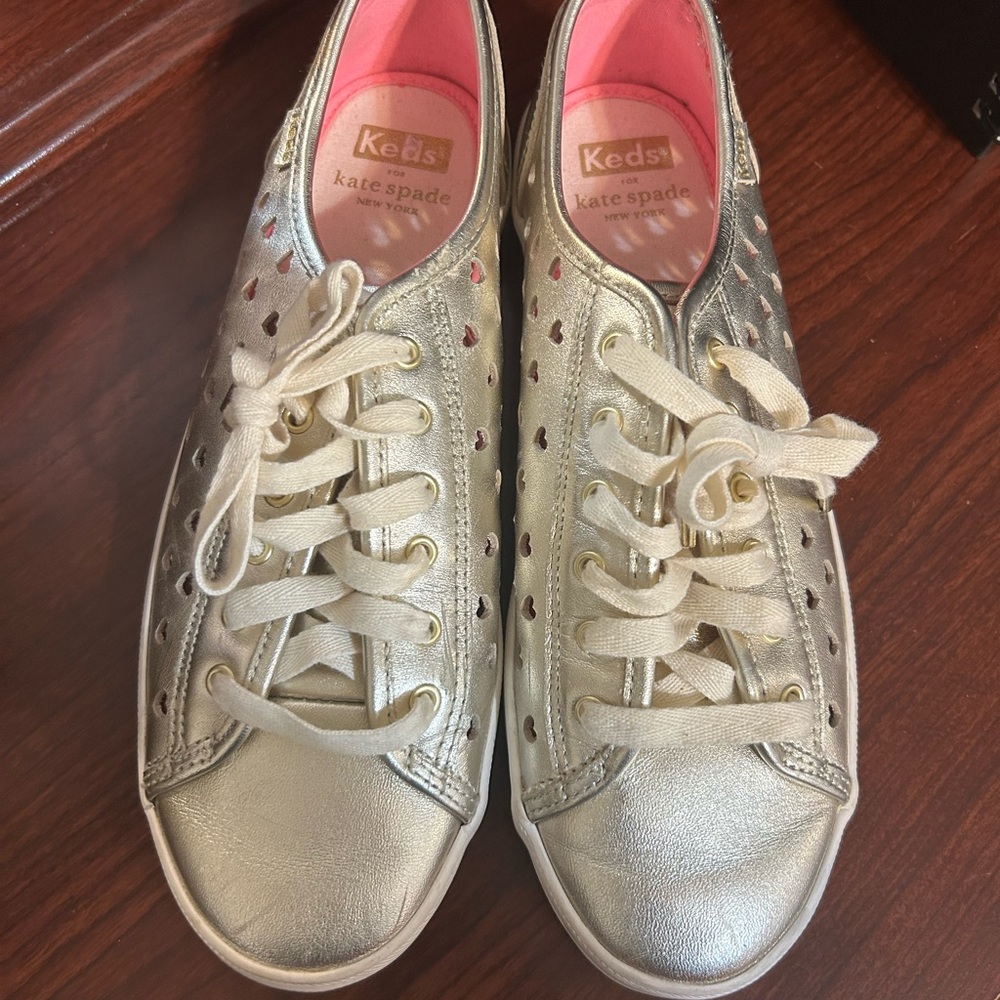Keds for Kate Spade Silver Sneakers Shimmery Low-Top Casual